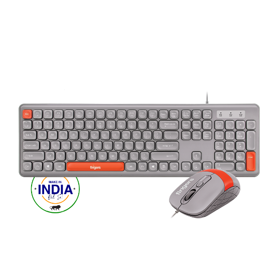 Picture of Fingers Deskset Wired Velvet C4 (Pearl Grey + Orange)