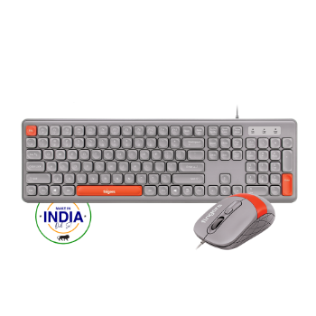 Picture of Rangeela Series Velvet Combo C4 - Pearl Grey + Orange (Wired Deskset)