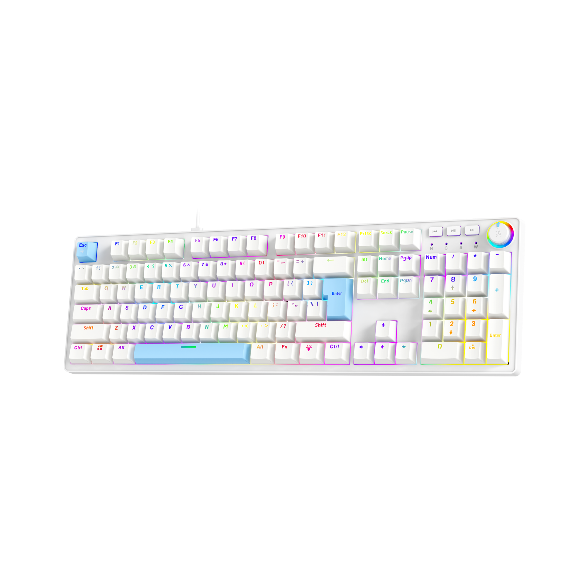 LeeMin3C. FINGERS Macho-MK1 White Blue Mechanical Gaming Keyboard